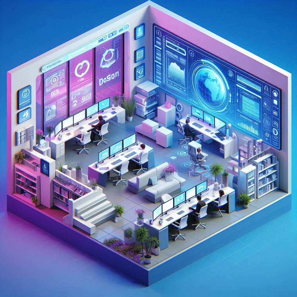 an image of a modern and futuristic workplace